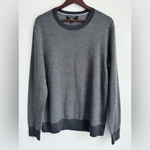 Banana Republic Baruffa Italian Merino Wool Yarn Men Sweater Black Gray soft lux